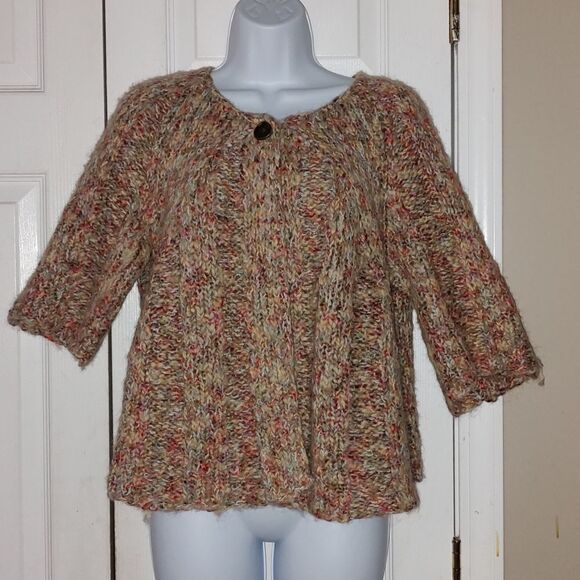 Leo & Nicole multicolor wool blend cardigan shrug  Sz L - Picture 1 of 5